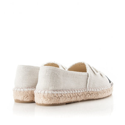 Chanel Linen CC Espadrilles 37 Beige Black 4 of 7