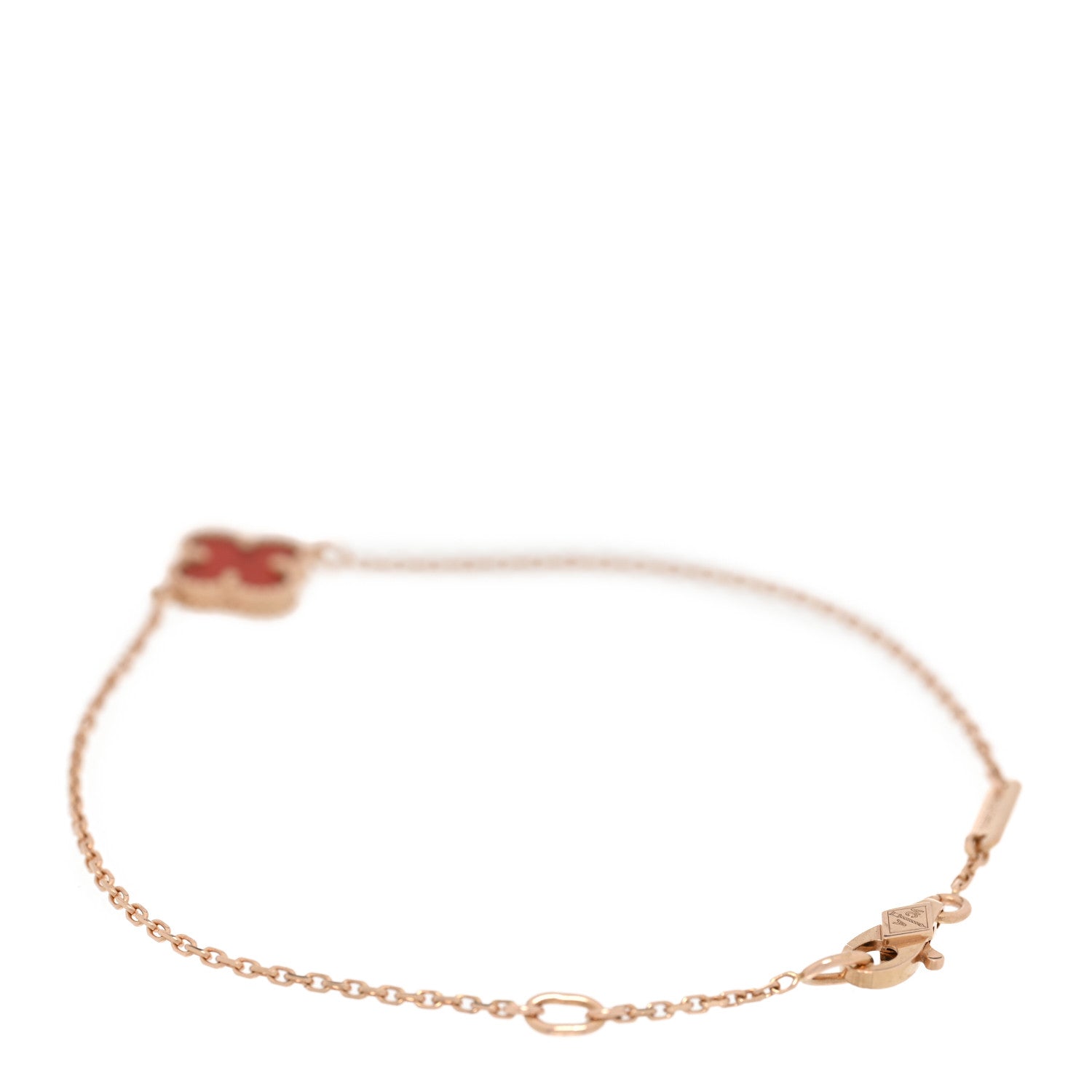 Van Cleef & Arpels 18K Rose Gold Carnelian Sweet Alhambra Bracelet 2 of 3