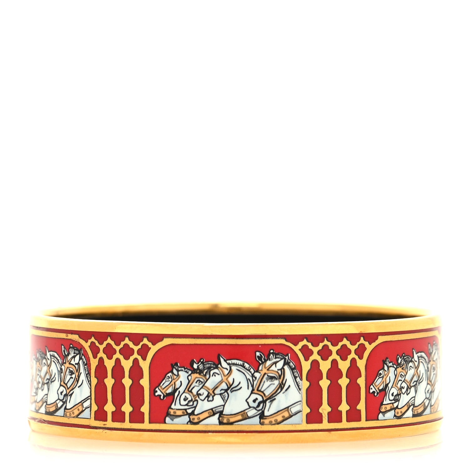 Hermes Enamel Printed Wide Horses Bracelet 65 1 of 5