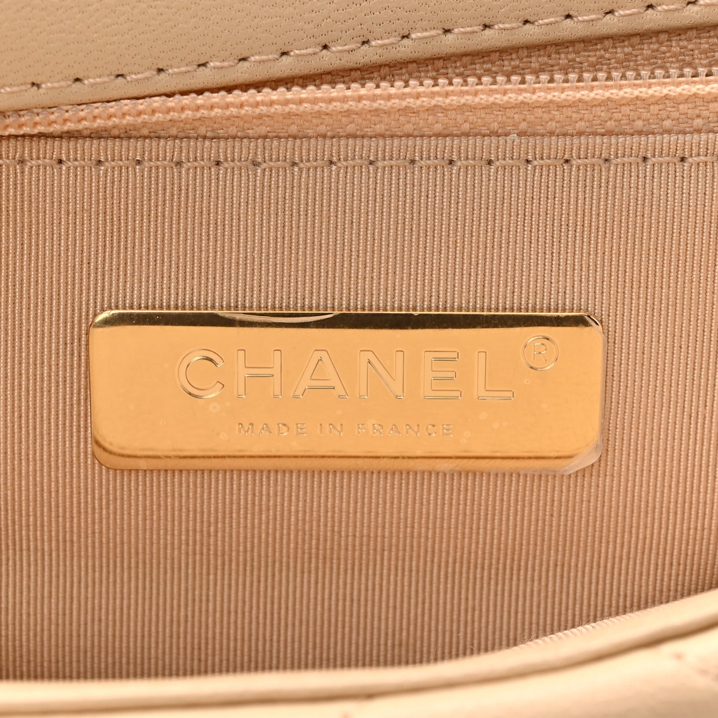 Shiny Goatskin Quilted Medium Chanel 19 Flap Beige
