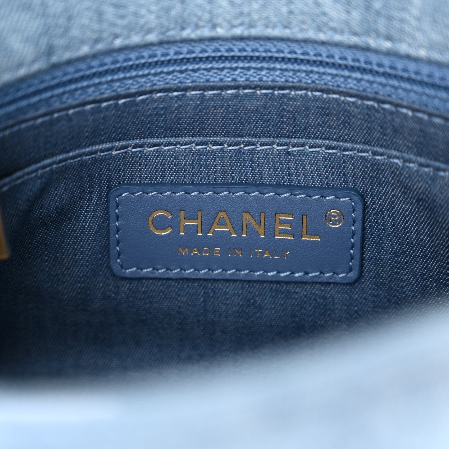Denim Quilted Mini Pearl Crush Flap Blue