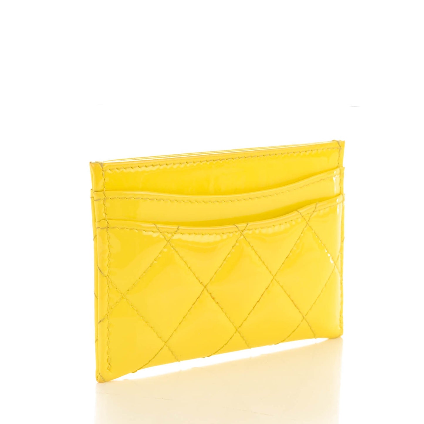 Patent Quilted Card Holder Yellow