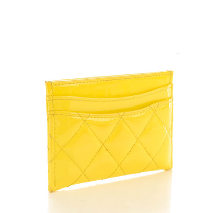 Chanel Patent Quilted Card Holder Yellow 3 of 8