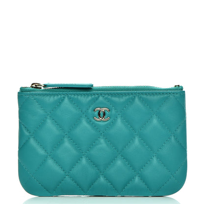 Chanel Lambskin Quilted Small Cosmetic Case Turquoise 1 of 7