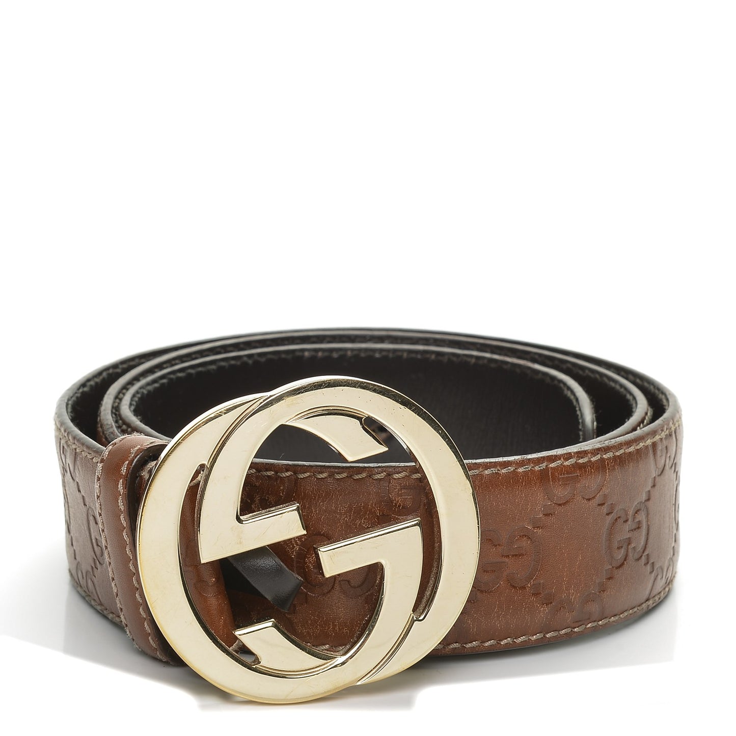 Guccissima Interlocking G Belt 90 36 Cognac Brown