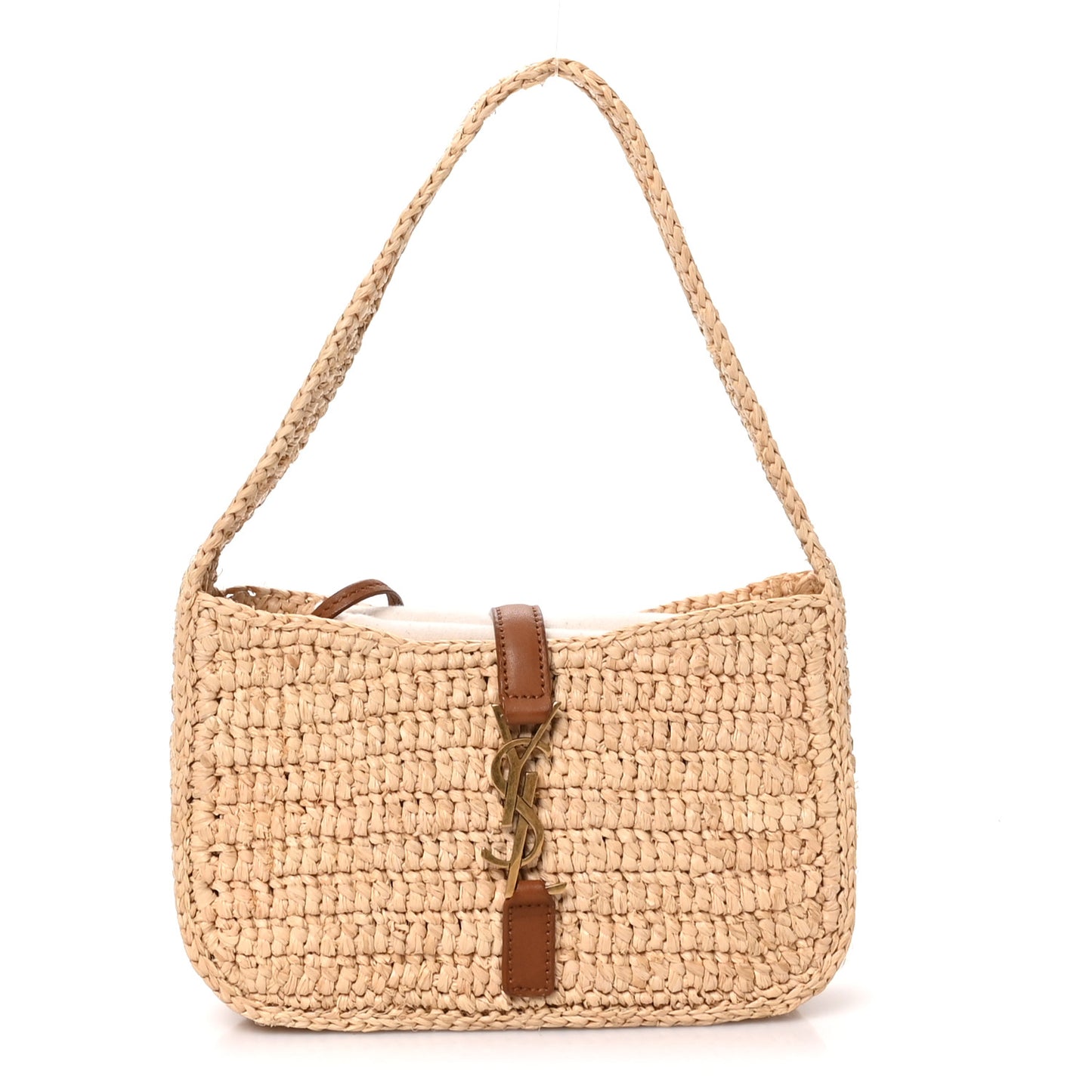 Raffia Calfskin Le 5 A 7 Mini Hobo Natural Brick