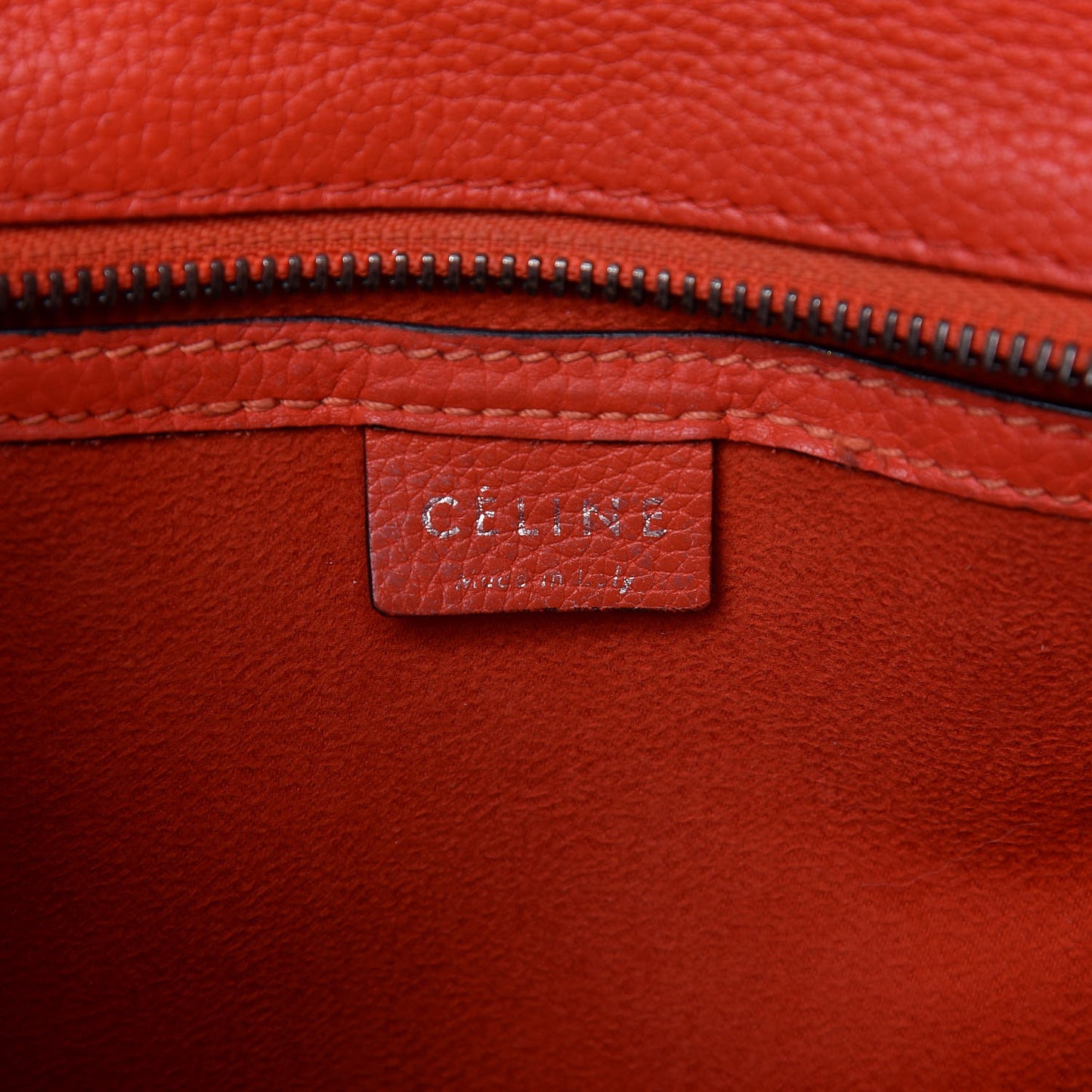 Drummed Calfskin Nano Luggage Vermillion