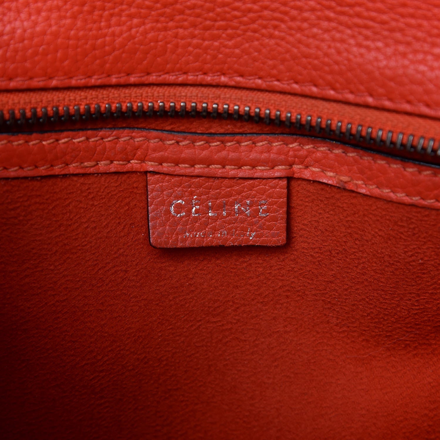 Celine Drummed Calfskin Nano Luggage Vermillion 6 of 10