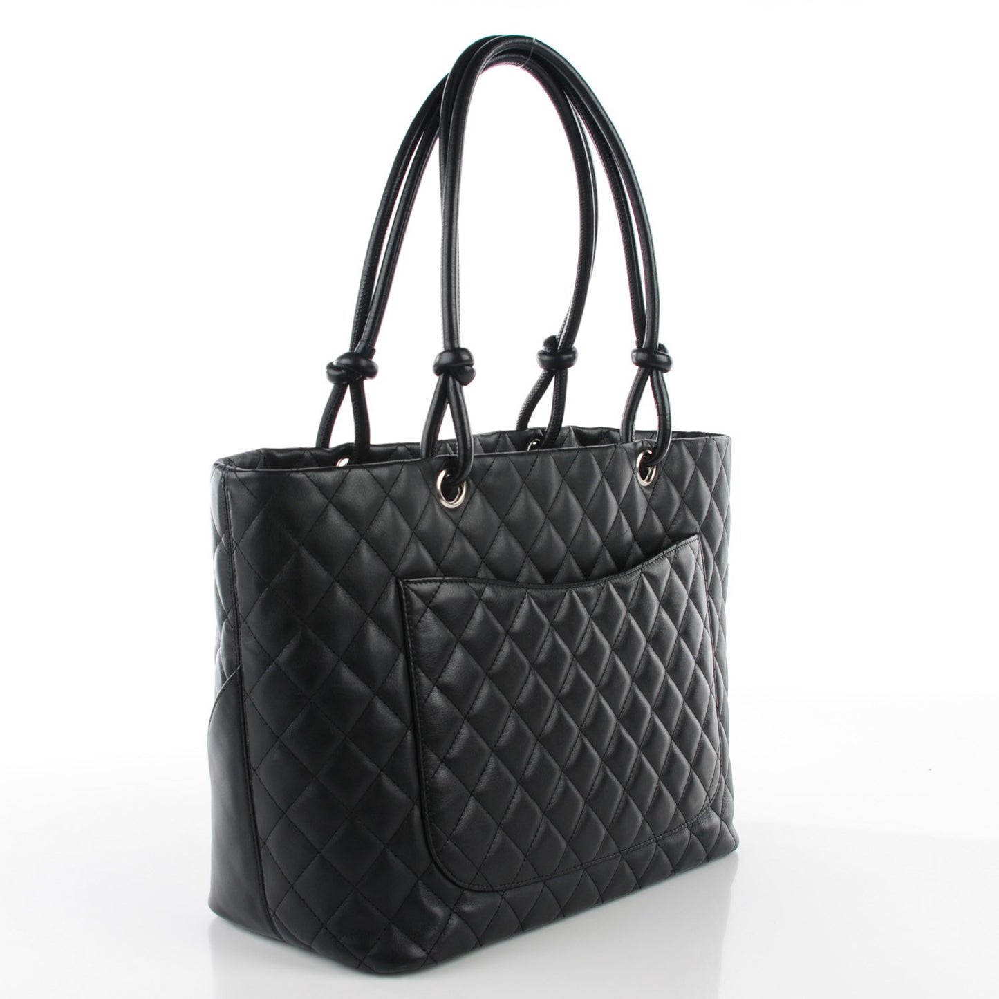 Calfskin Quilted Large Cambon Tote Black White