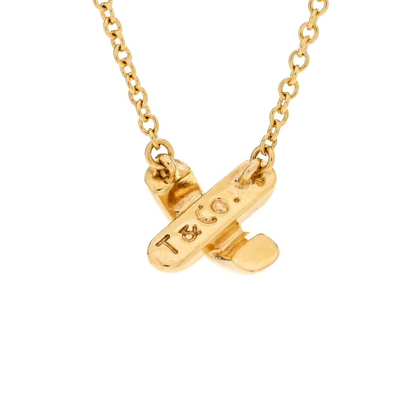 18K Yellow Gold Cross Stitch Pendant Necklace