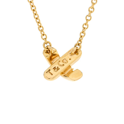 Tiffany 18K Yellow Gold Cross Stitch Pendant Necklace 3 of 5