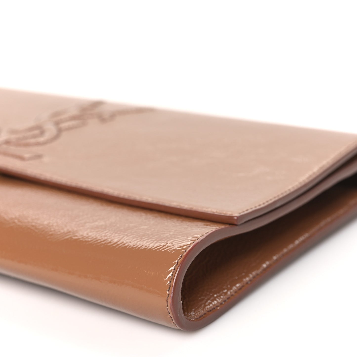 Textured Patent Monogram Large Belle De Jour Clutch Tobacco