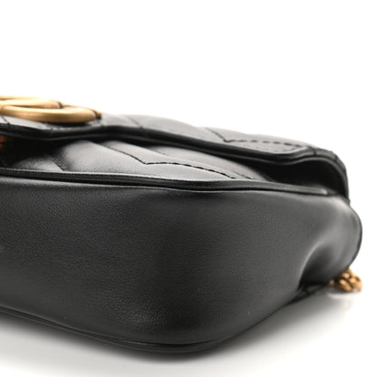 Gucci Calfskin Matelasse Super Mini GG Marmont Shoulder Bag Black 10 of 12