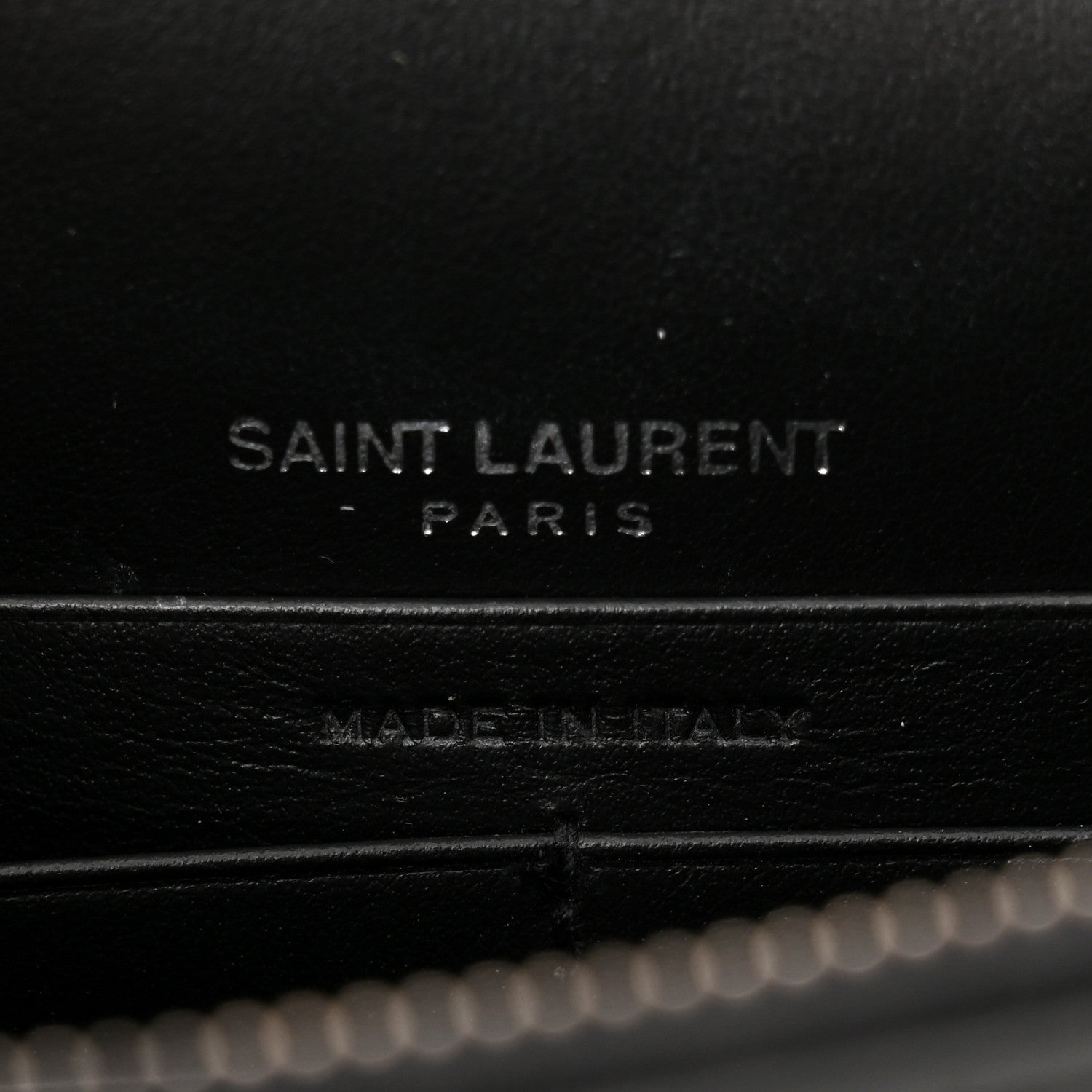 Saint Laurent Calfskin Crocodile Embossed Monogram Sunset Top Handle Chain Wallet Black 6 of 9