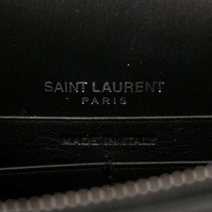 Saint Laurent Calfskin Crocodile Embossed Monogram Sunset Top Handle Chain Wallet Black 6 of 9