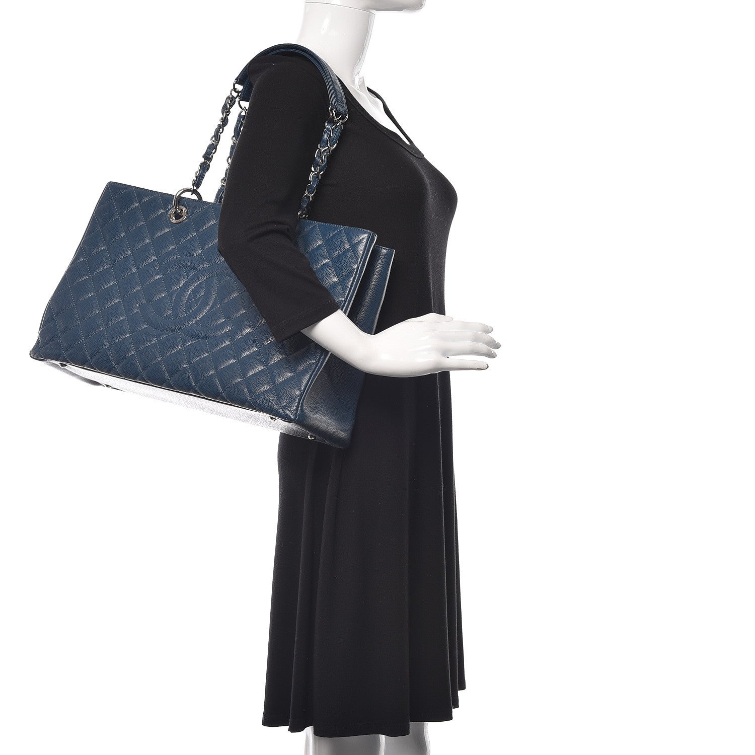 Chanel Caviar Quilted XL Grand Shopping Tote GST Navy Blue 2 of 9
