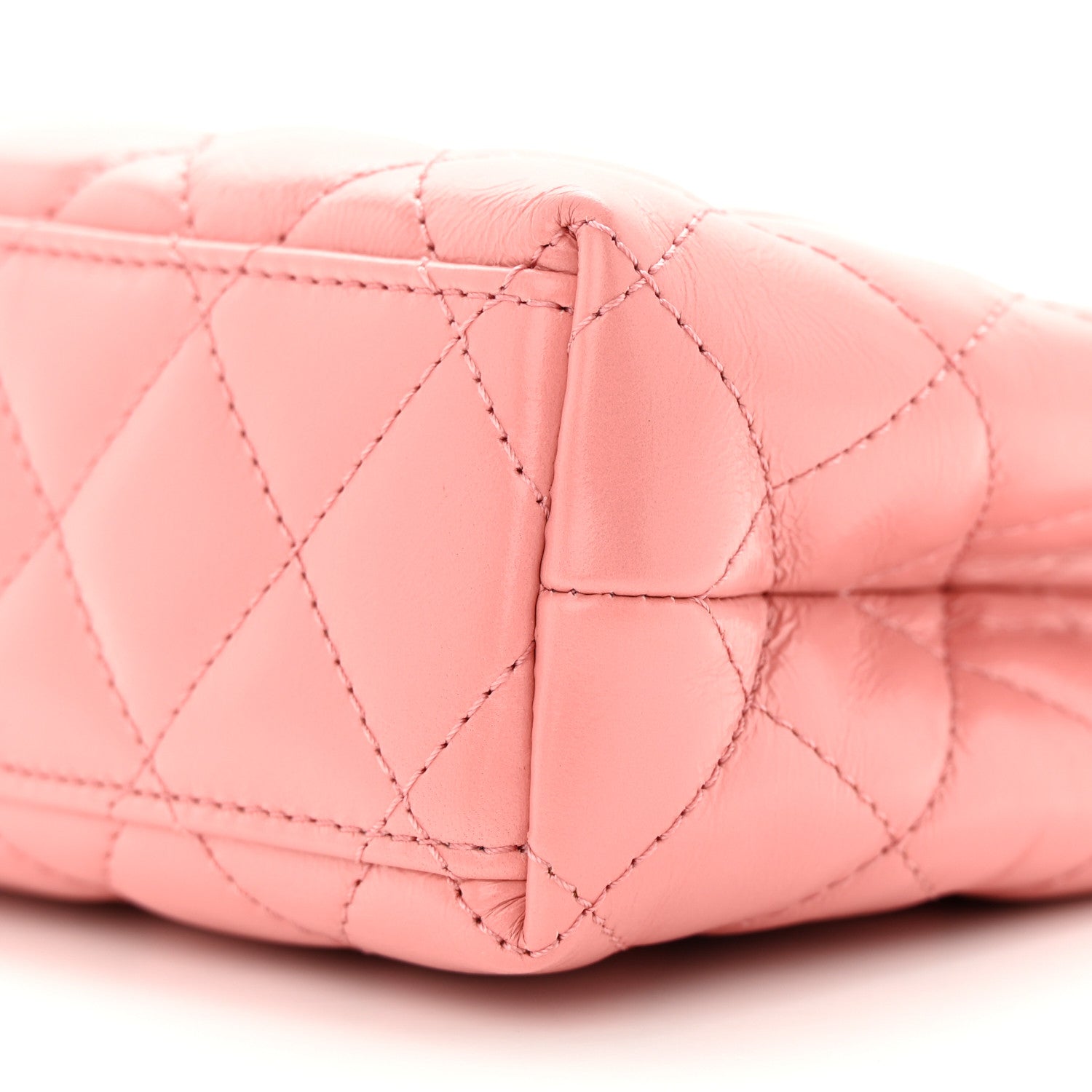 Chanel Shiny Aged Calfskin Quilted Nano Kelly Shopper Coral Pink 10 of 11