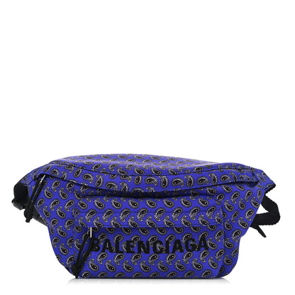 Balenciaga Sport Nylon Logo Paisley Print Wheel Belt Bag Navy Black 1 of 10