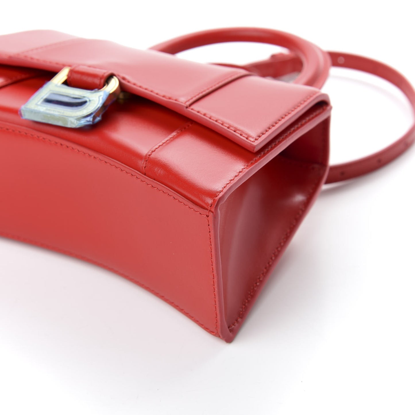 Shiny Box Calfskin Hourglass Top Handle Bag XS Bright Red