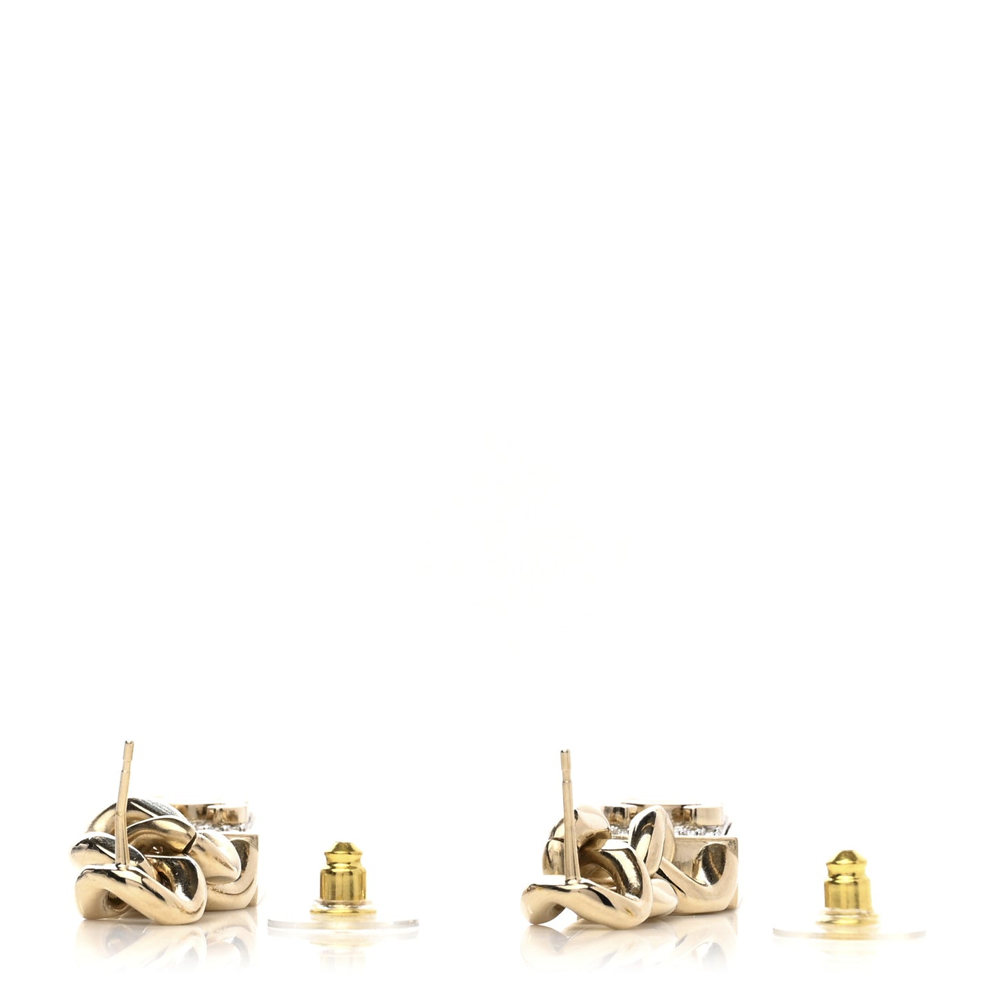 Crystal Dog Tag Charm Earrings Gold