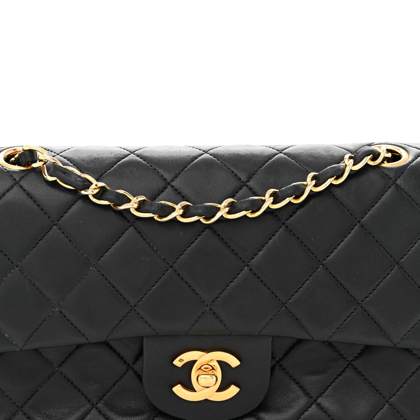 Lambskin Quilted Small Double Flap Black