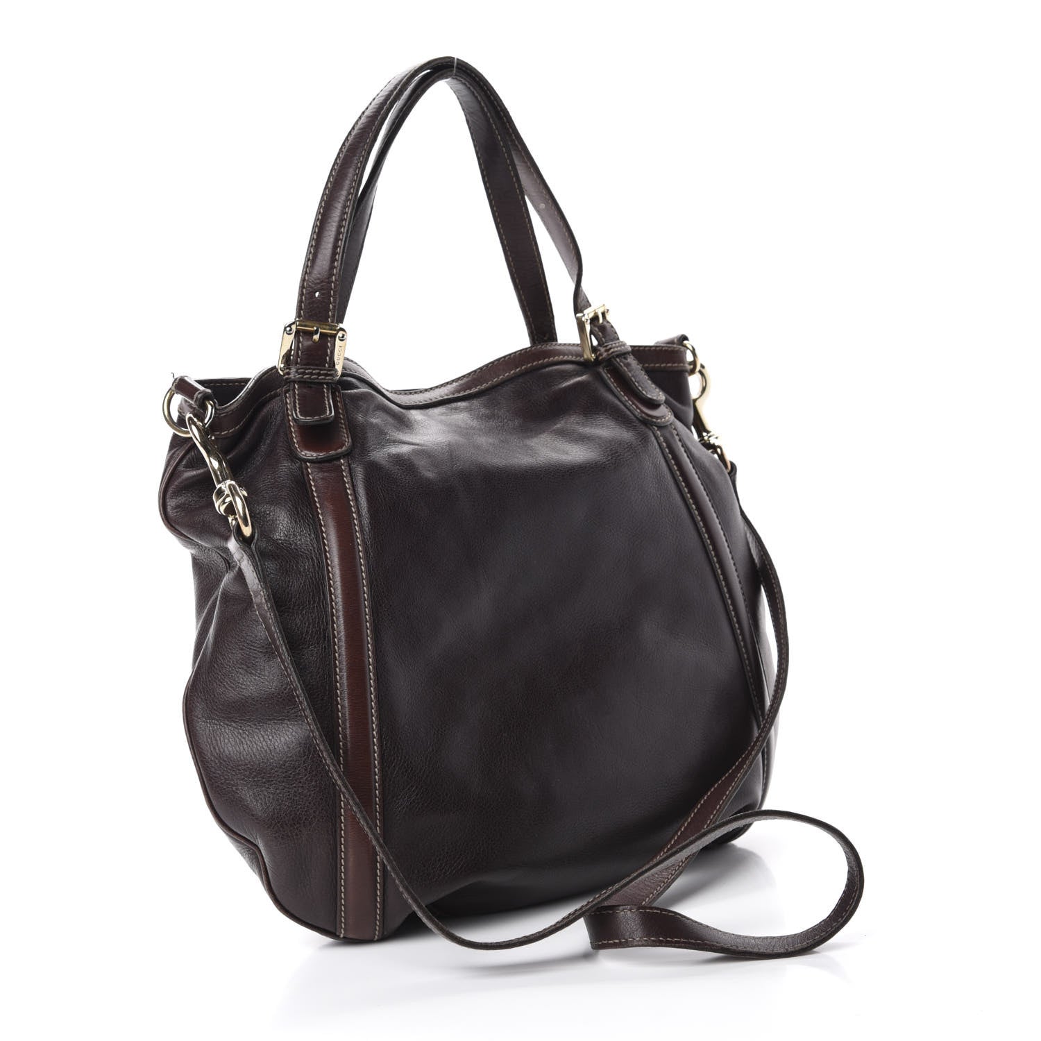 Gucci Calfskin Medium Britt Tote Dark Brown 3 of 14
