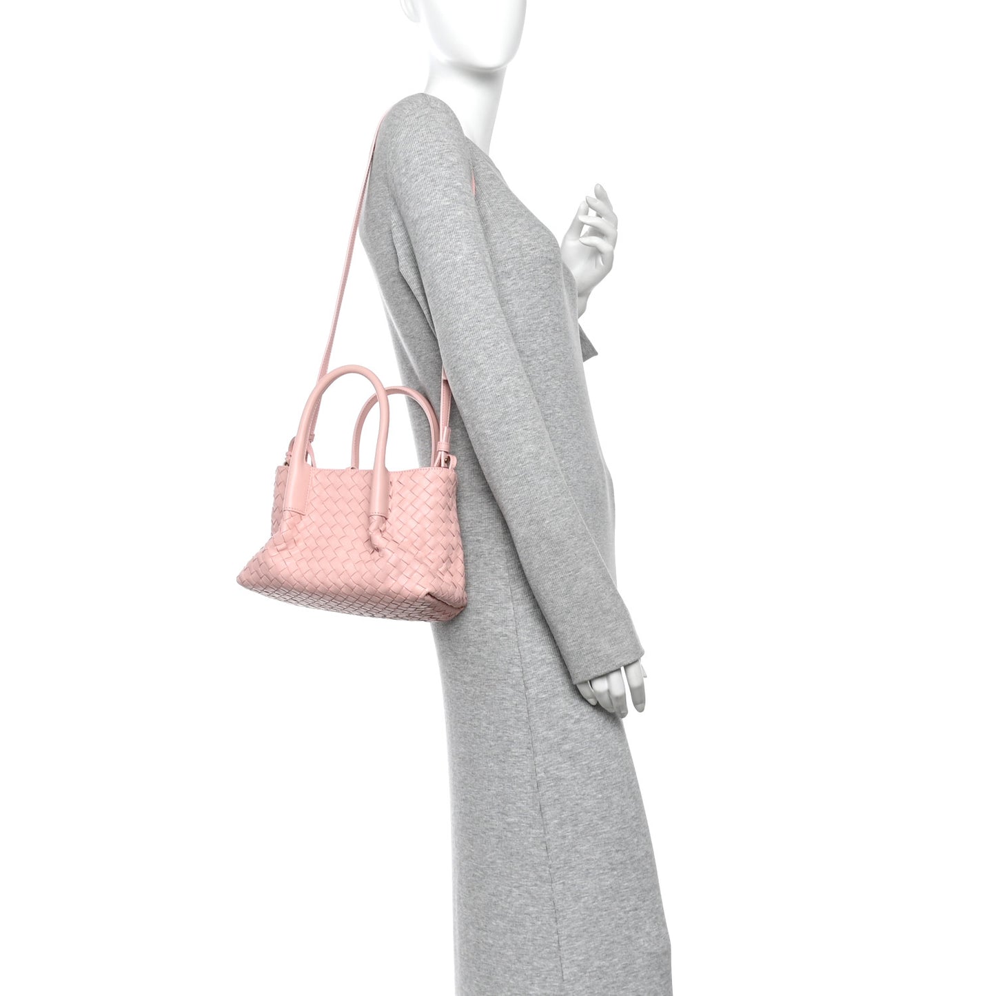Calfskin Intrecciato Small Pinacoteca Tote Rose Barolo