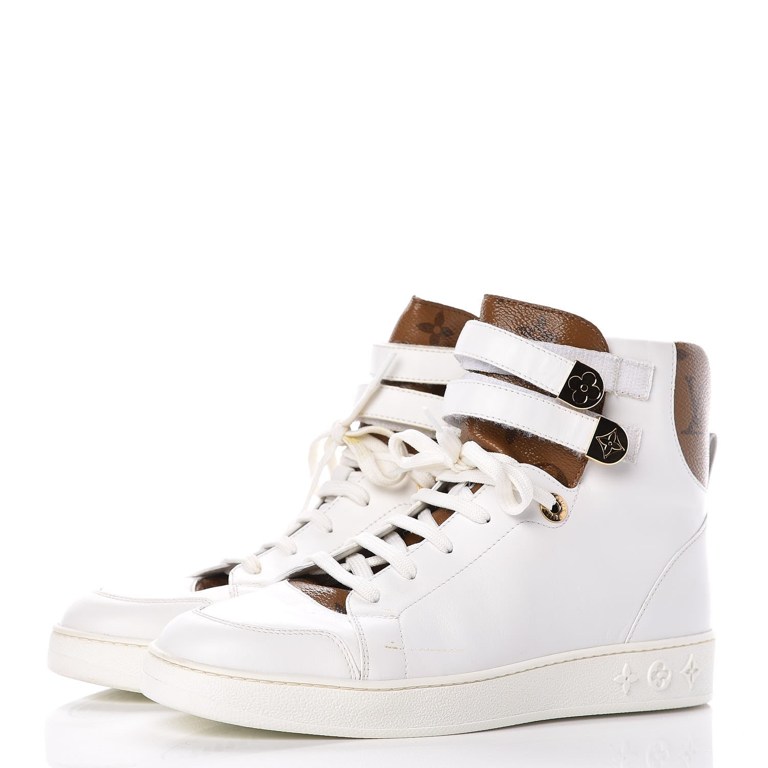 Louis Vuitton Calfskin Reverse Monogram Boombox High Top Sneakers 38.5 White 3 of 11