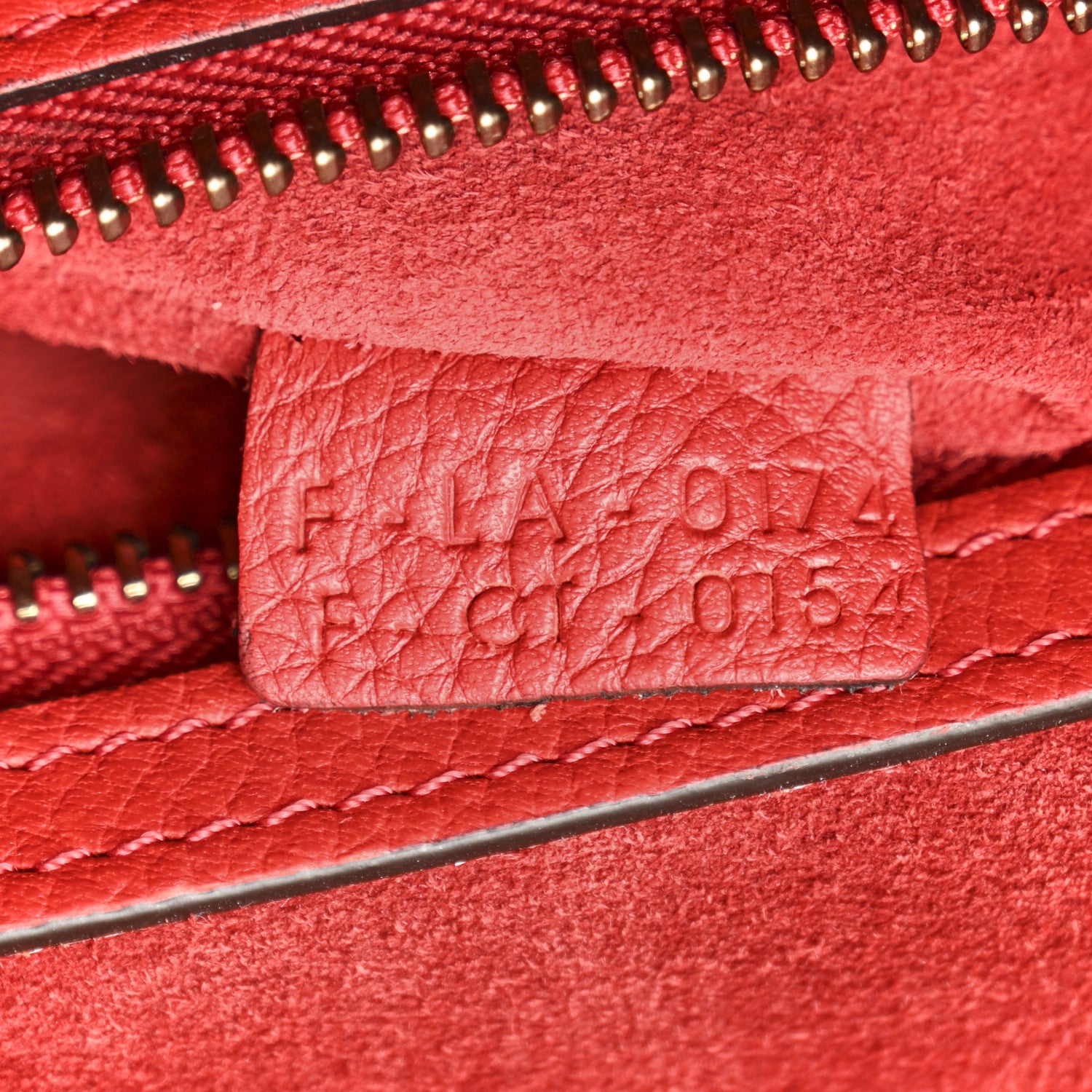 Celine Drummed Calfskin Mini Luggage Coquelicot 7 of 13