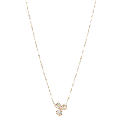 Tiffany 18K Rose Gold Diamond Paper Flowers Pave Pendant Necklace 1 of 4