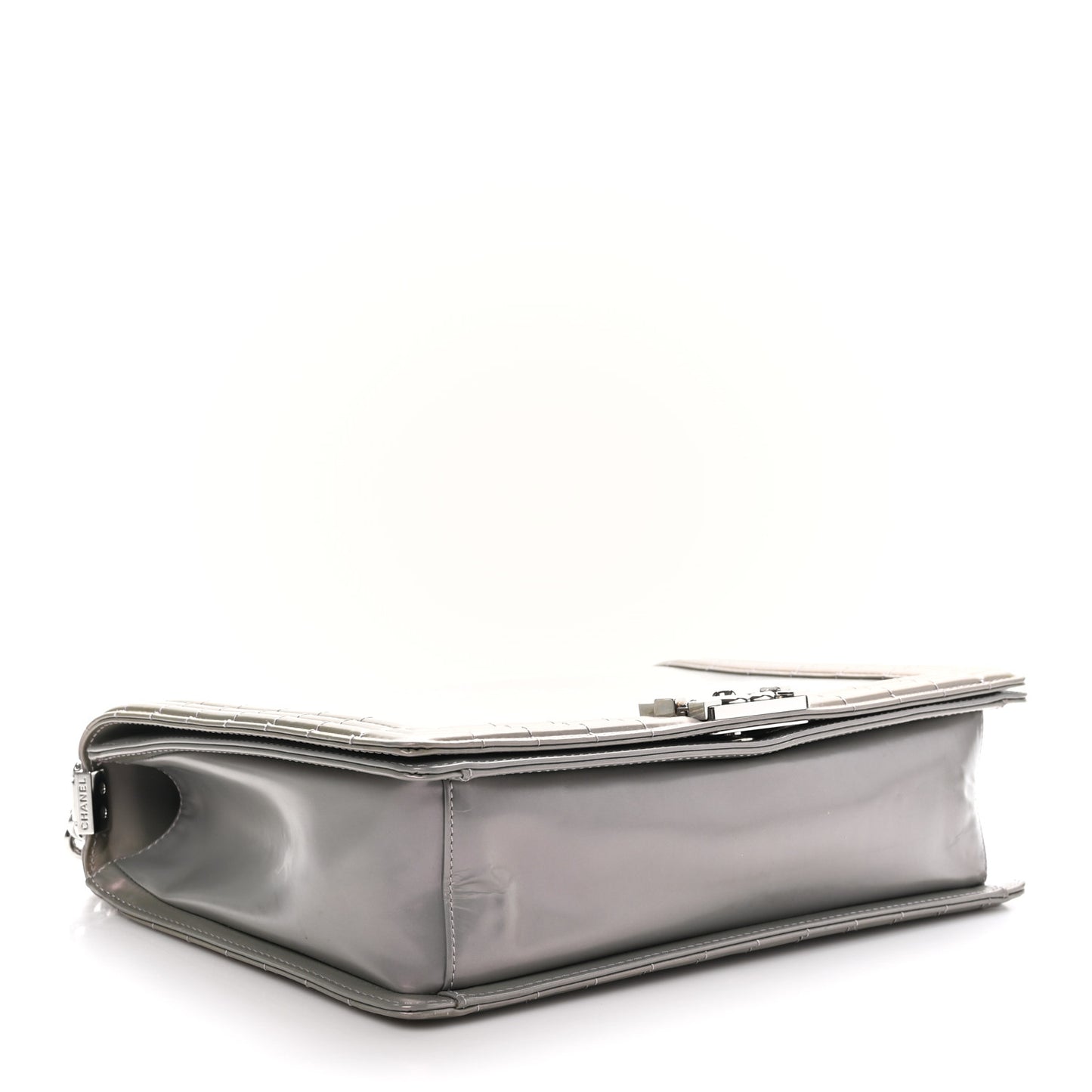 Glazed Calfskin Large Boy Flap Grey