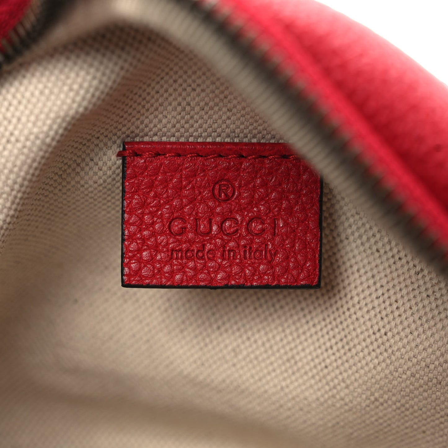 Grained Calfskin Small Logo Belt Bag Hibiscus Red