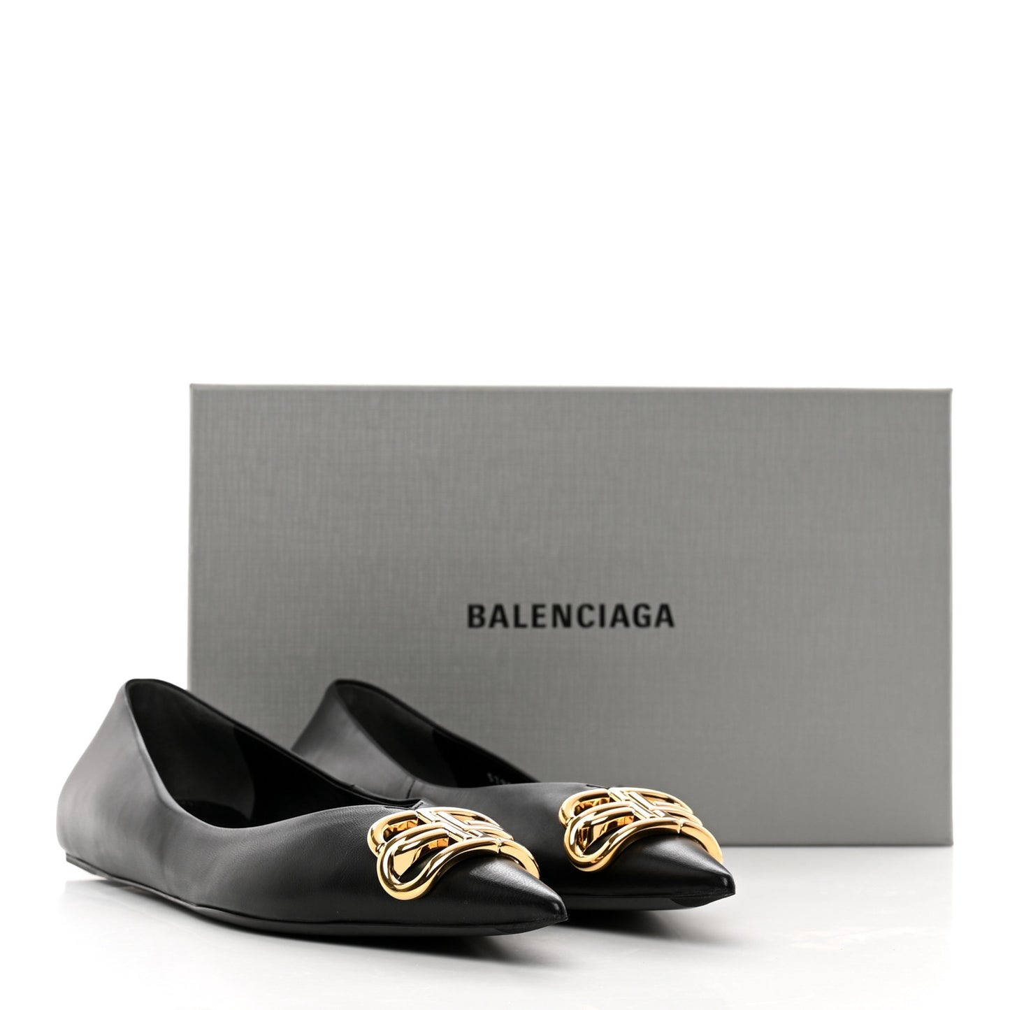 Nappa BB Knife Pointy Toe Ballerina Flats 40 Black