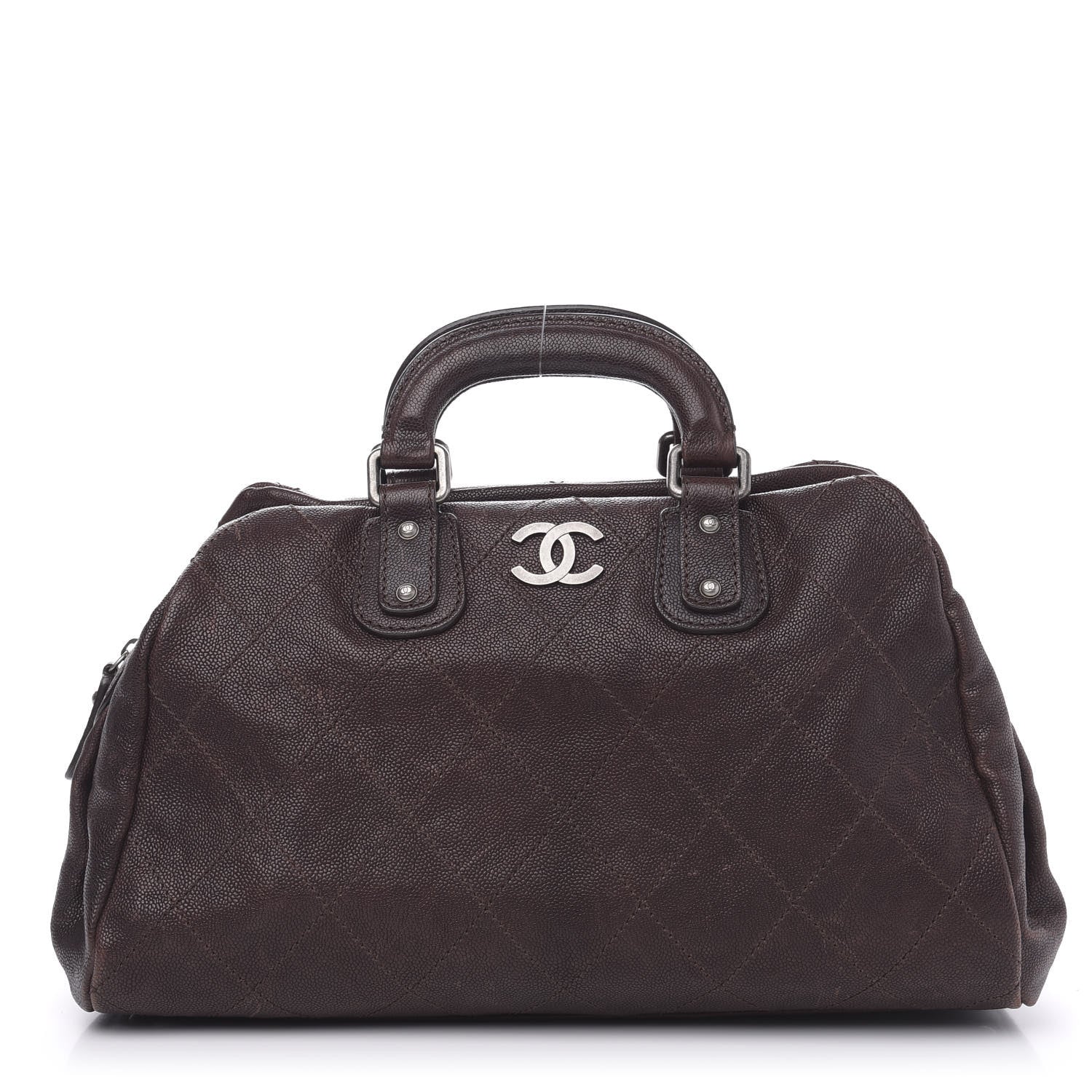 Chanel Caviar Quilted Bowler Tote Brown 1 of 17