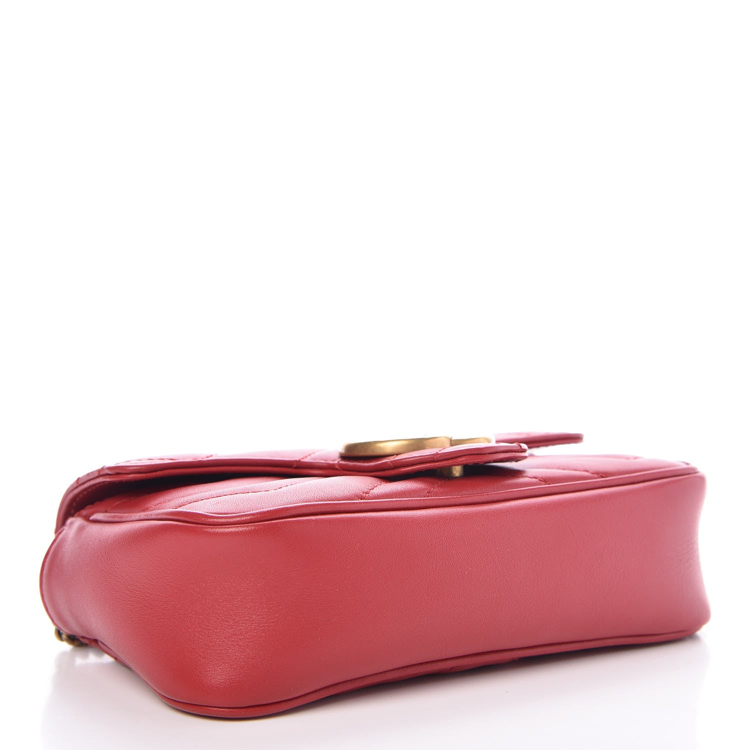 Gucci Calfskin Matelasse Super Mini GG Marmont Shoulder Bag Hibiscus Red 5 of 9