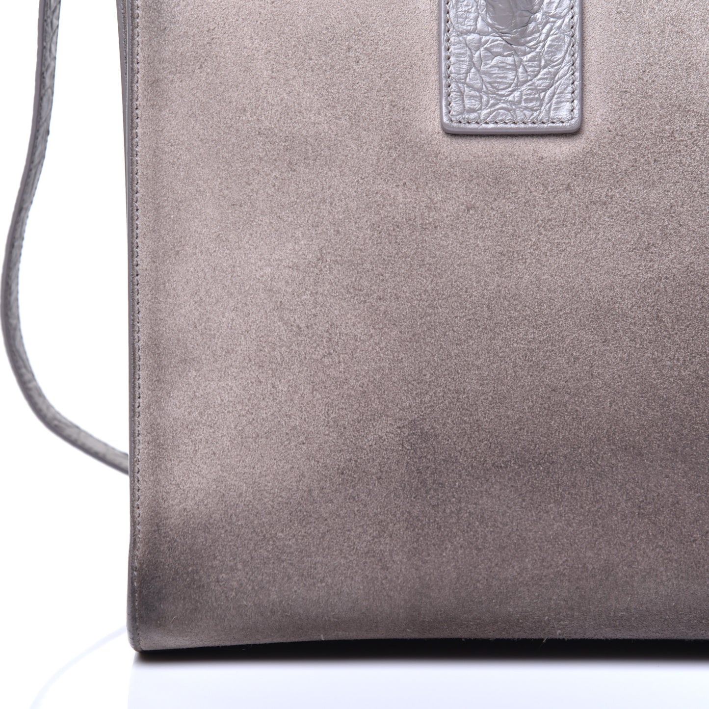 Suede Crocodile Embossed Small Sac de Jour Gray