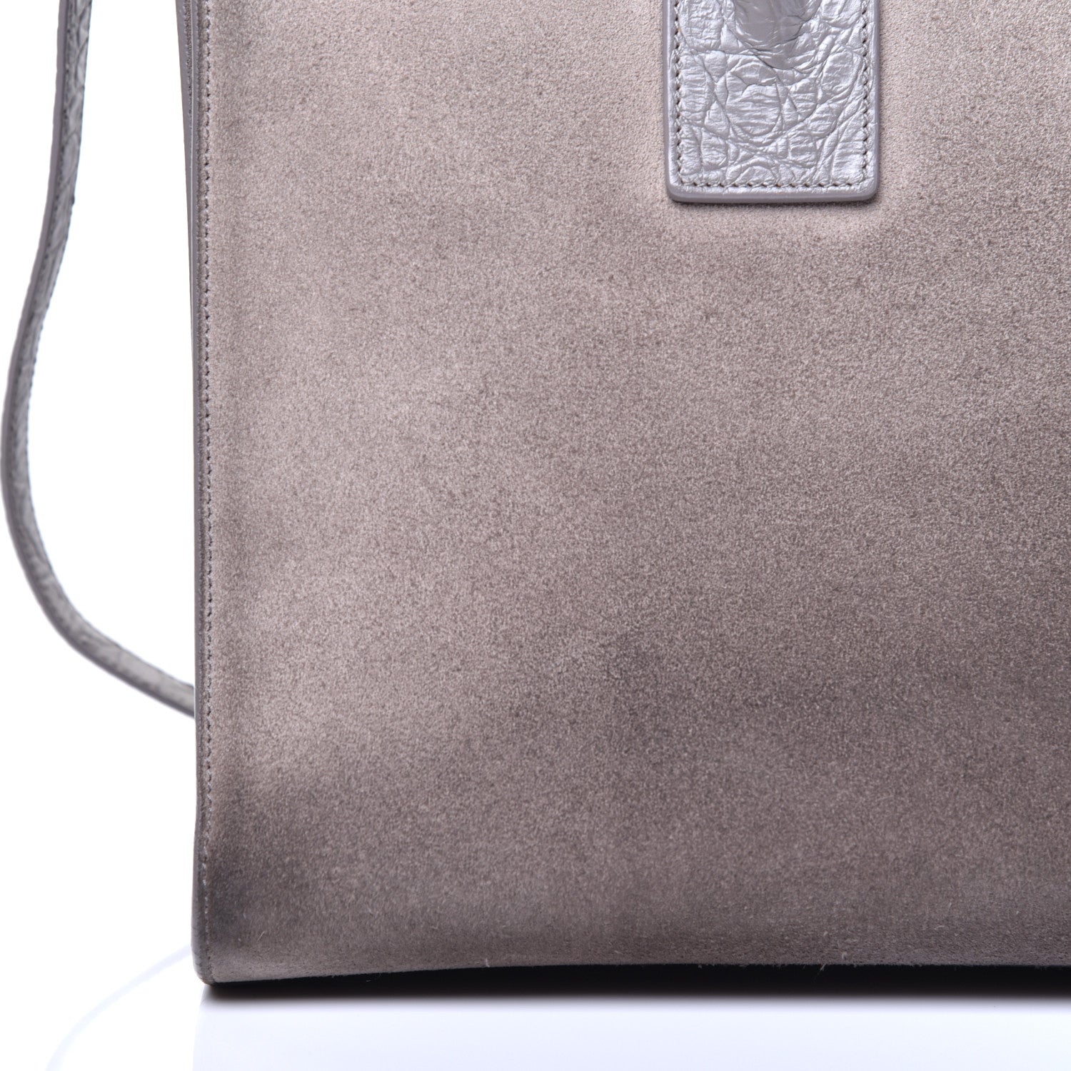 Saint Laurent Suede Crocodile Embossed Small Sac de Jour Gray 9 of 12