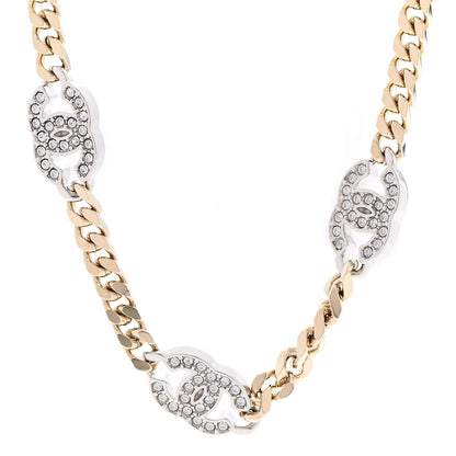 Chanel Crystal Chain CC Necklace Gold Silver 4 of 7