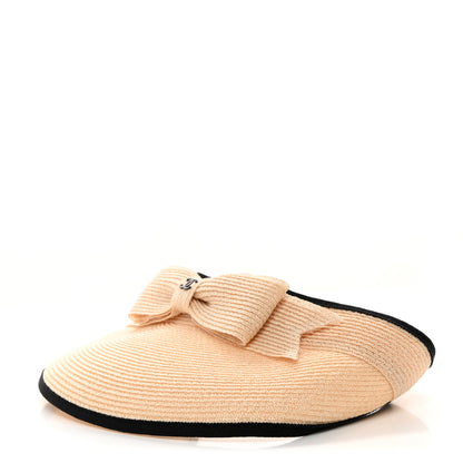 Chanel Straw Grosgrain Visor S Beige Black 1 of 9