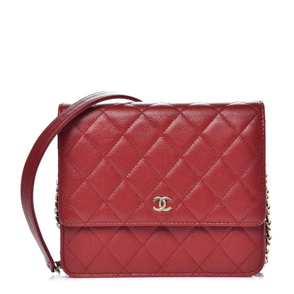 Chanel Caviar Quilted Square Wallet On Chain WOC Dark Red 1 of 10
