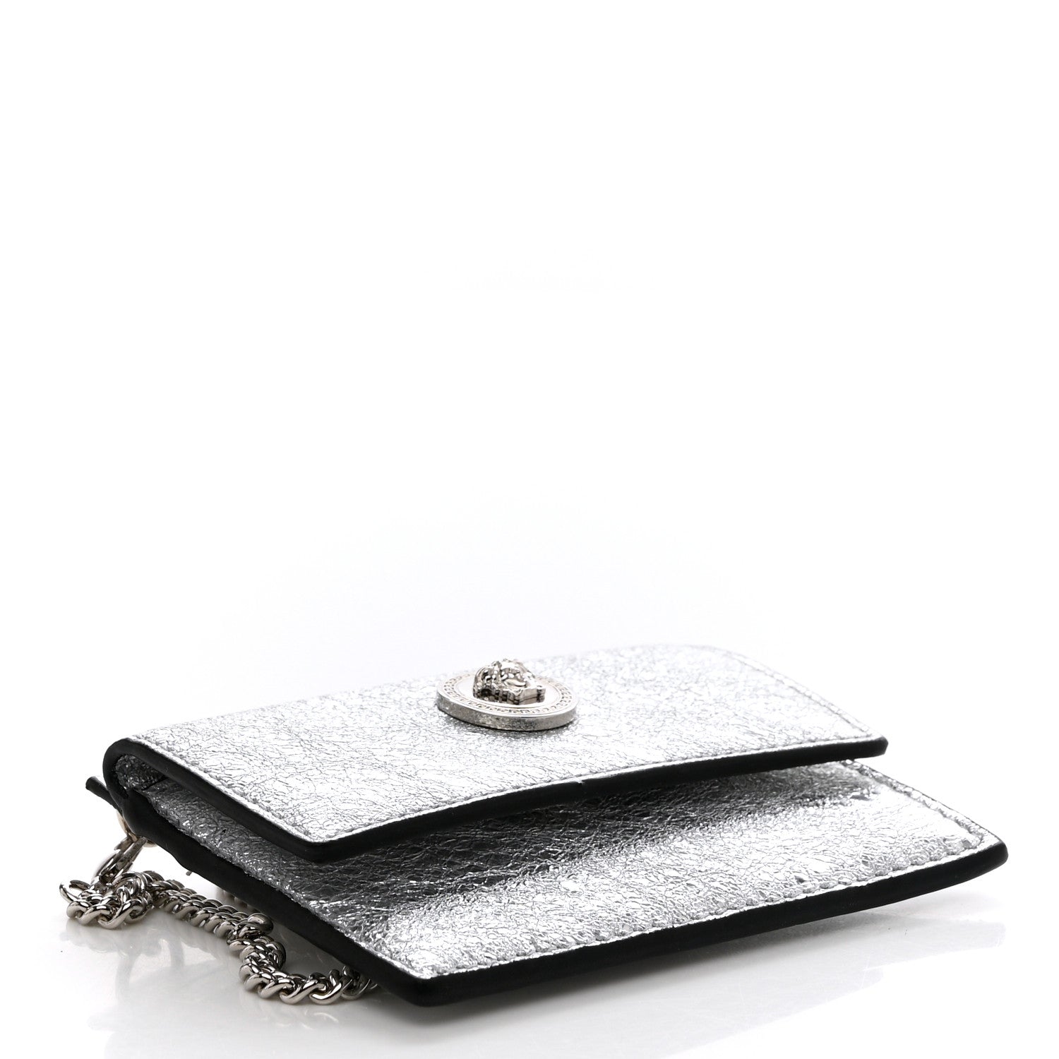 Versace Metallic Lambskin Medusa Chain Card Holder Silver 4 of 8
