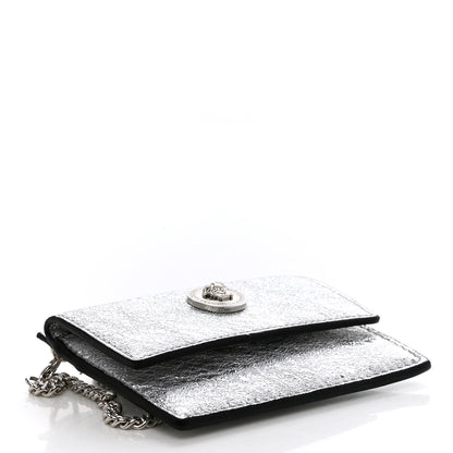 Versace Metallic Lambskin Medusa Chain Card Holder Silver 4 of 8