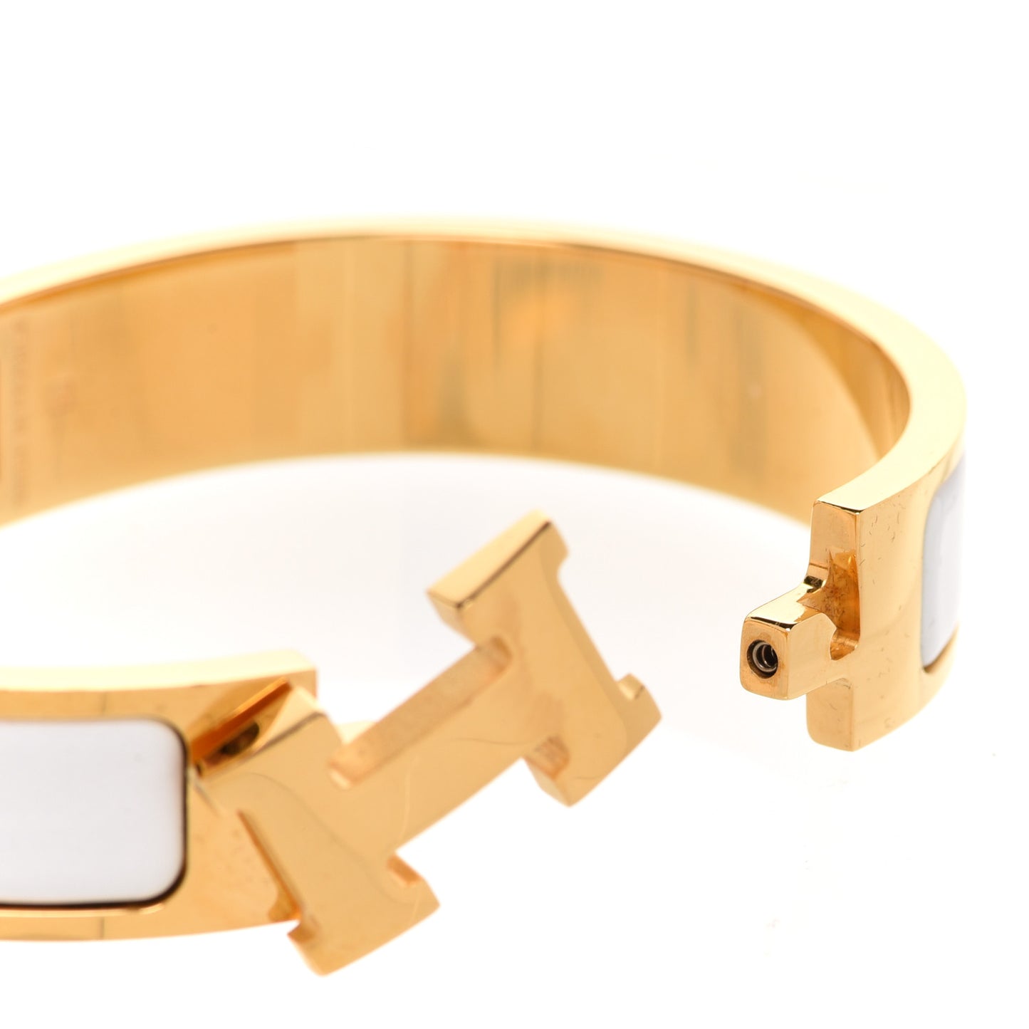 Enamel Narrow Clic Clac H Bracelet PM White