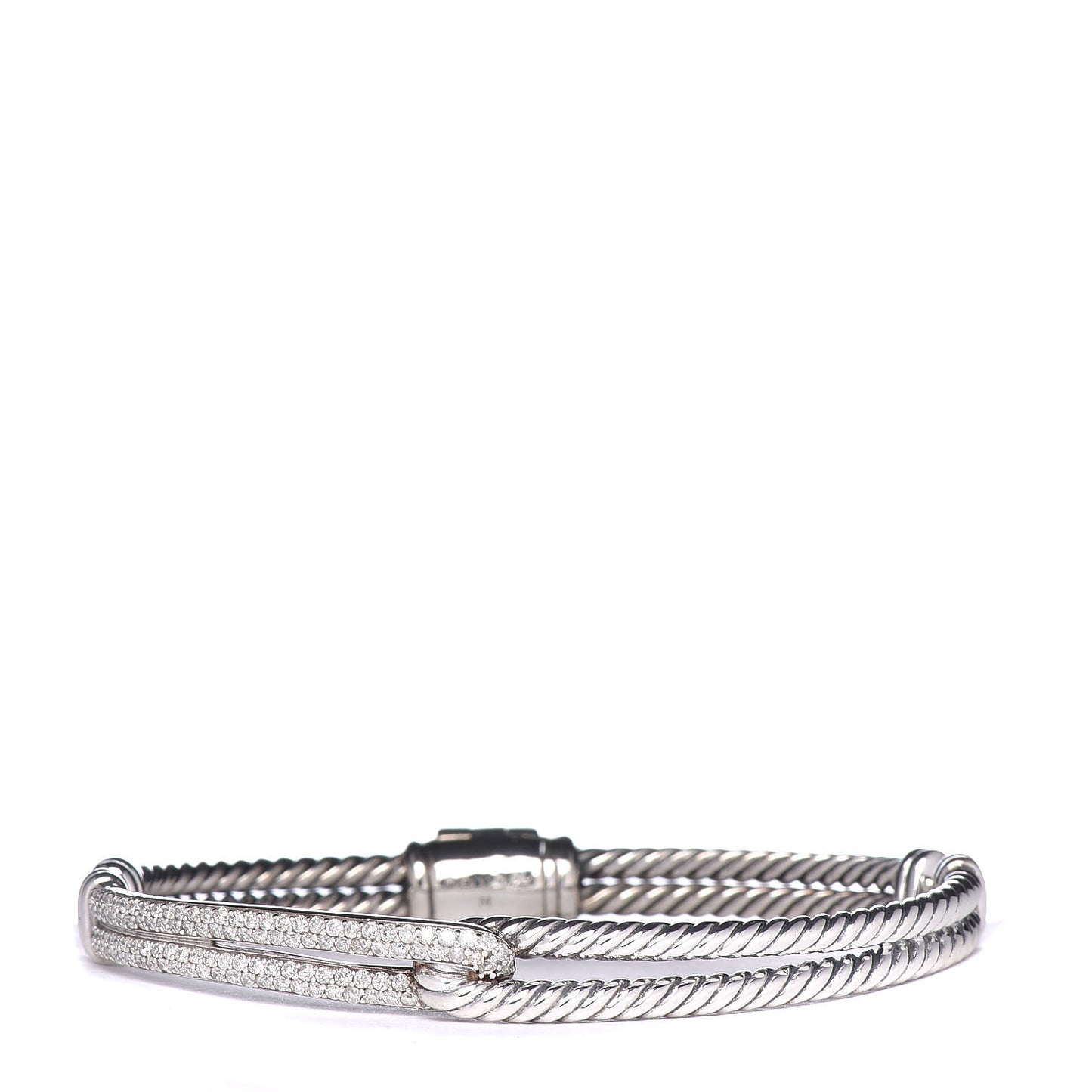 Sterling Silver Diamond 7mm Petite Pave Single Loop Labyrinth Bracelet