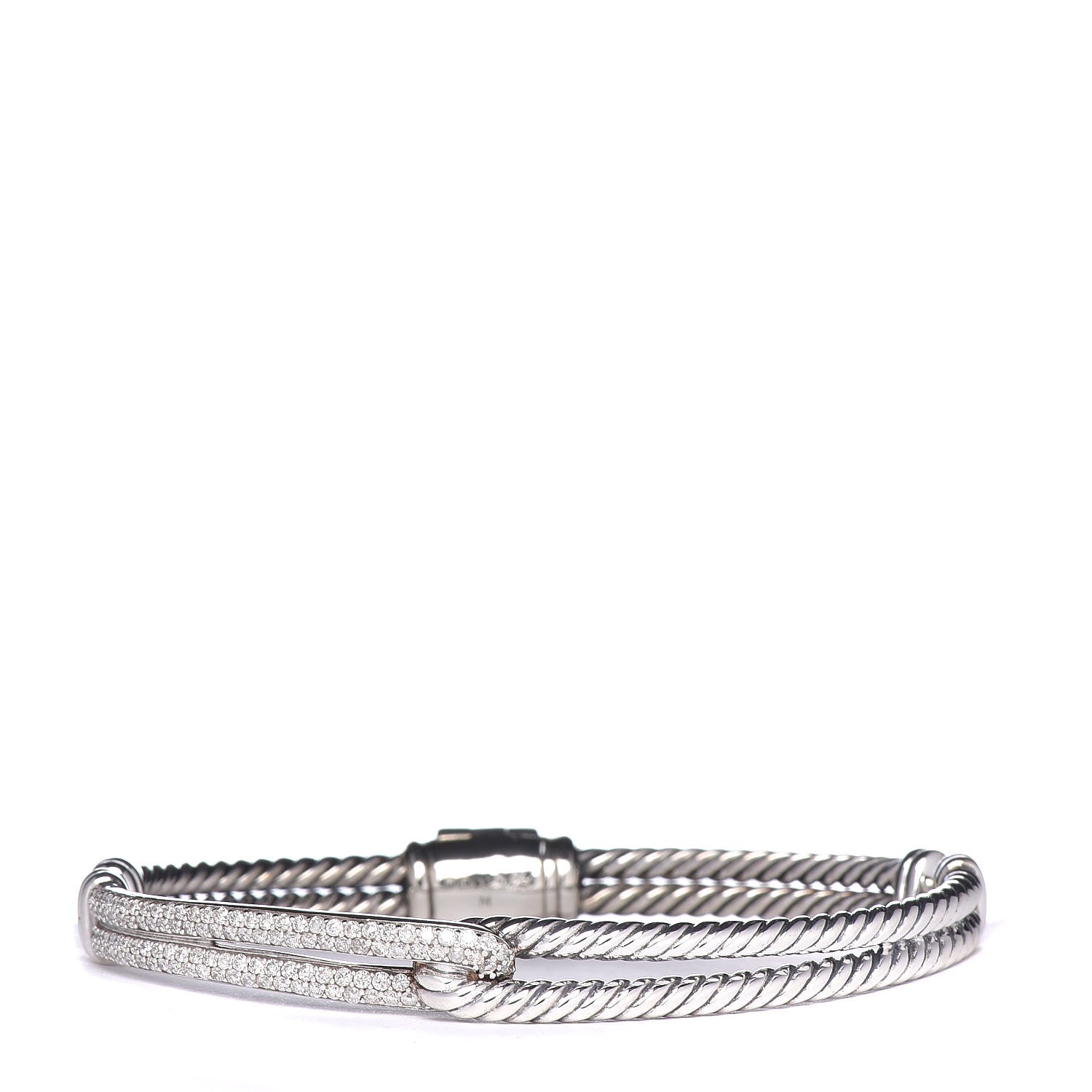 David Yurman Sterling Silver Diamond 7mm Petite Pave Single Loop Labyrinth Bracelet 1 of 4