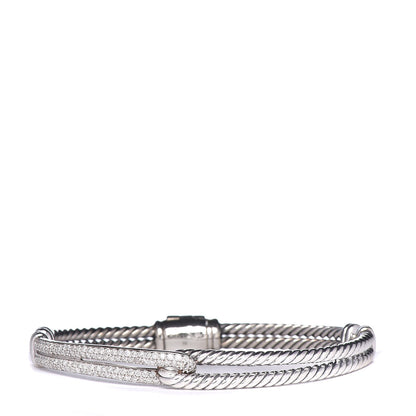 David Yurman Sterling Silver Diamond 7mm Petite Pave Single Loop Labyrinth Bracelet 1 of 4