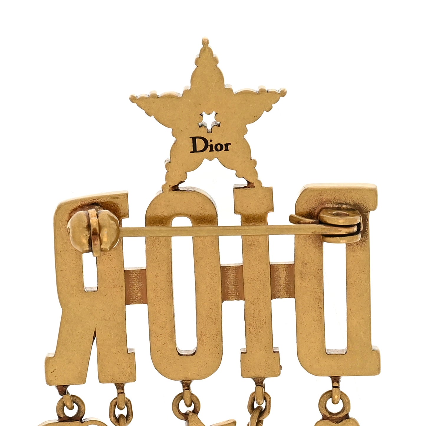 Metal Crystal Dio(r)evolution Logo Brooch Antique Gold