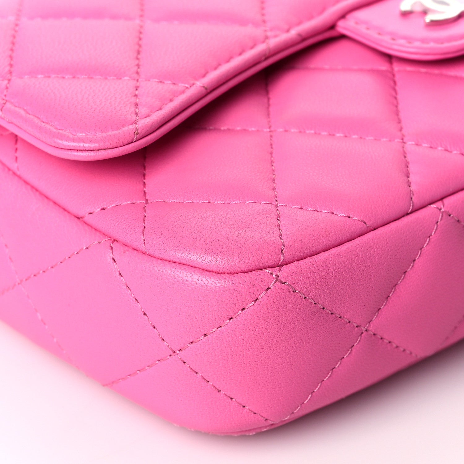 Chanel Lambskin Quilted Flap Phone Holder With Chain Neon Pink 10 of 12