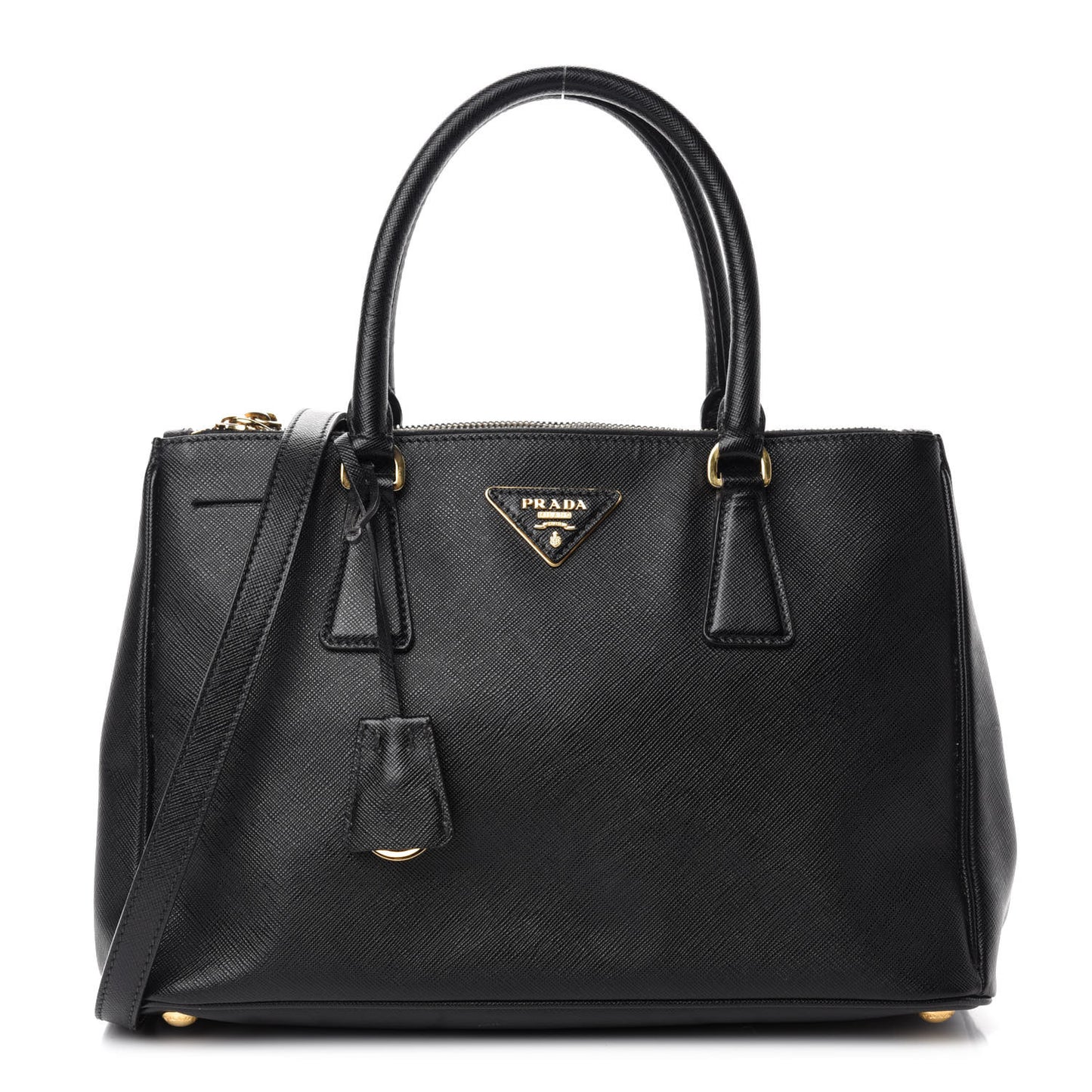 Saffiano Small Galleria Double Zip Tote Black