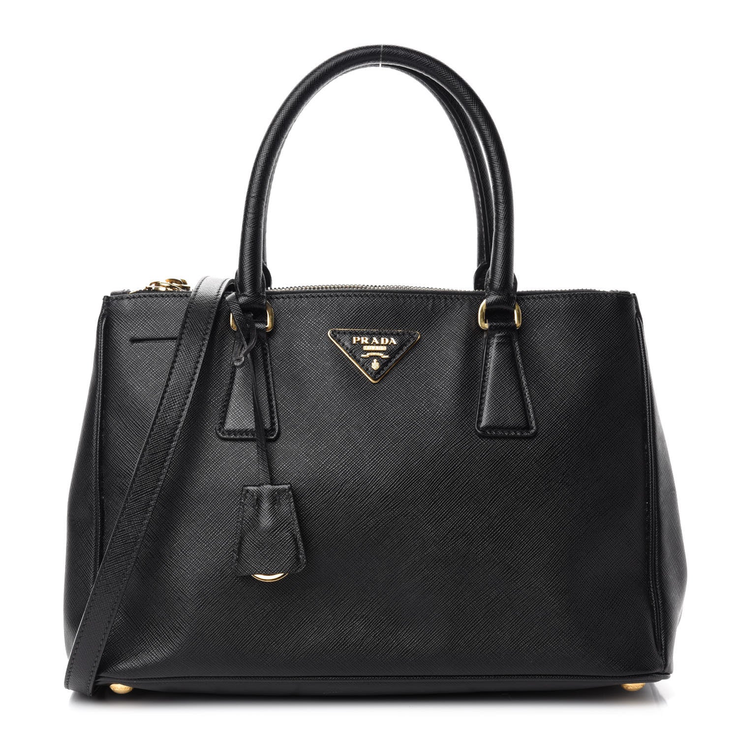 Prada Saffiano Small Galleria Double Zip Tote Black 1 of 11